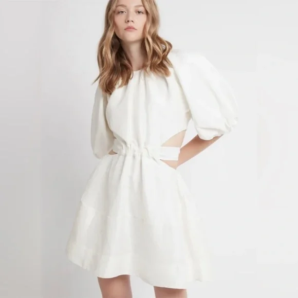 Aje Psychedelia Cut Out Mini Dress in Color White Size 6